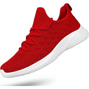 Men's Red Lightweight Breathable Running Walking Comfortable Sneakers Shoes